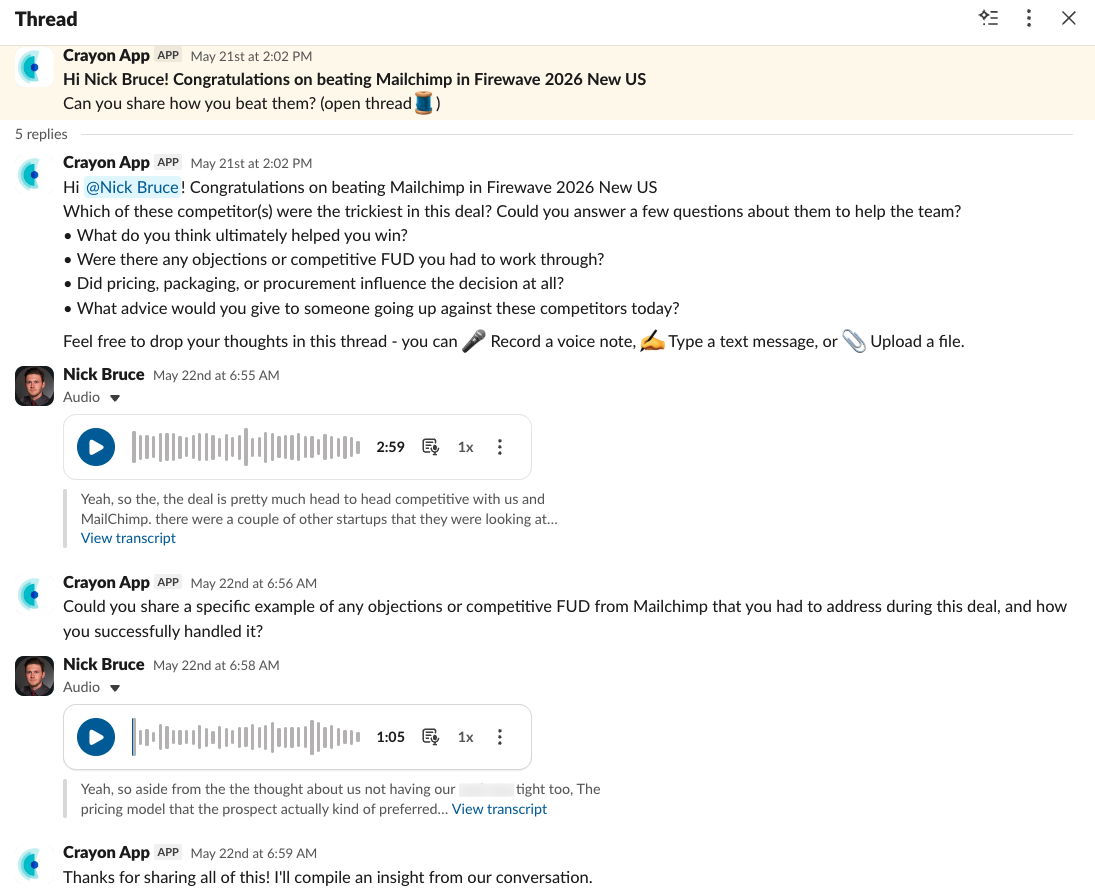 Slack Field Agent Thread